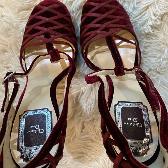 NWOB Dior Heels velvet burgundy with crystal embellishment - Picture 5 of 9